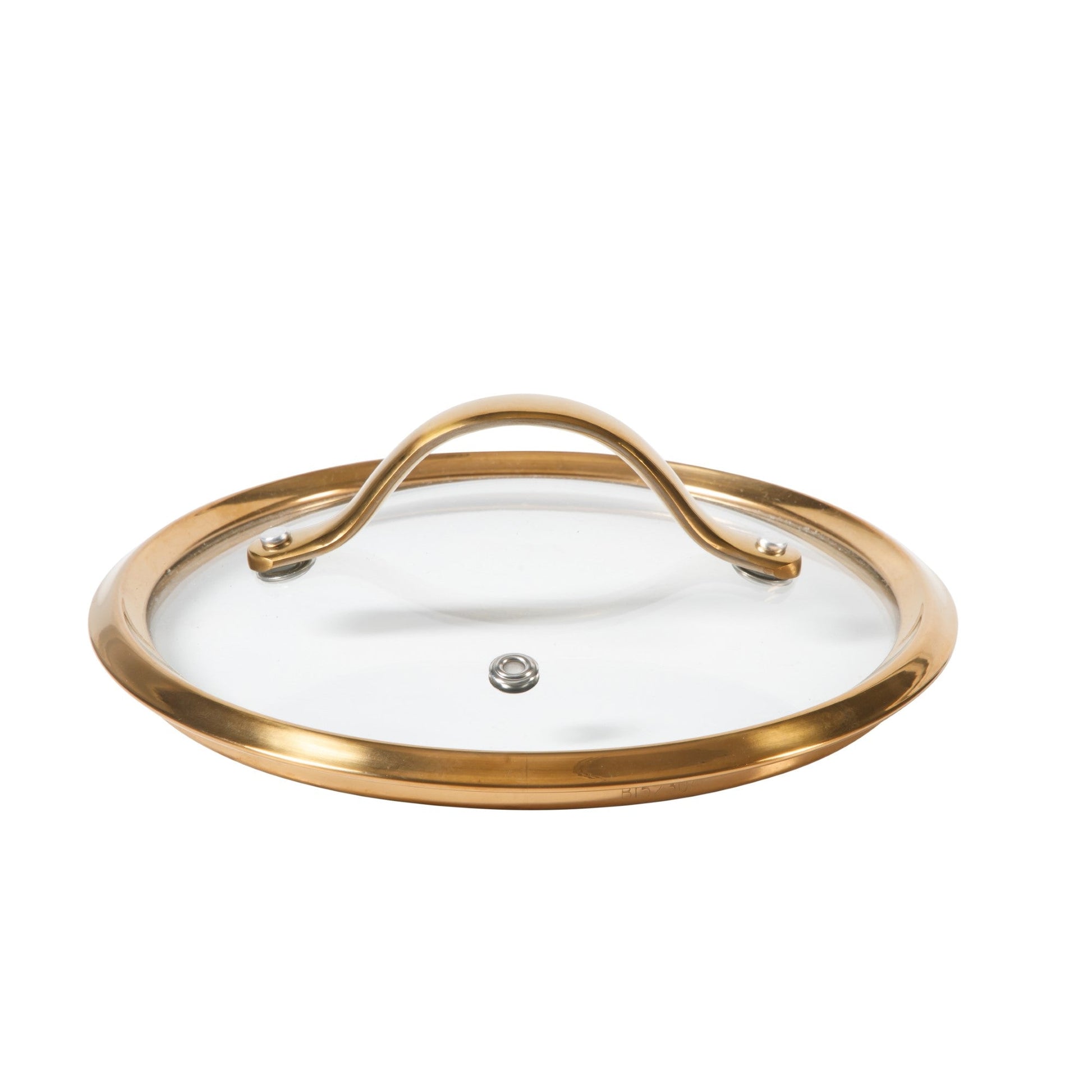 Bloomhouse 3 Quart Heavy Duty Aluminum Premium PFA Free Ceramic Nonstick Saucepan with Lid - Linen White with Gold Handle