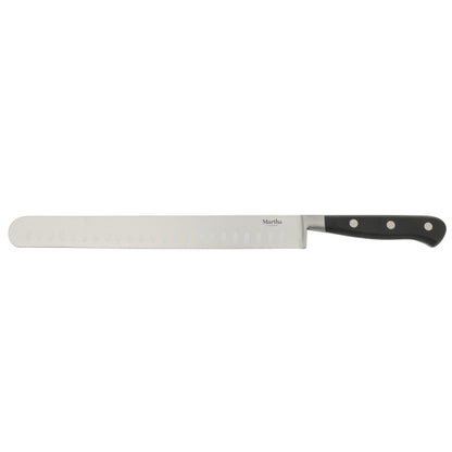 Martha Stewart Carverton 10" Hollow Edge Slicer Knife, High Carbon Stainless Steel Kitchen Knive  W/ Black Triple Rivet Handle