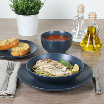 Gibson Home Queenslane 16 Piece Double Bowl Plates and Bowls Dinnerware Set