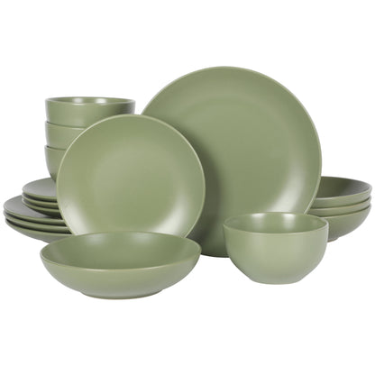 Gibson Home Queenslane 16 Piece Double Bowl Plates and Bowls Dinnerware Set