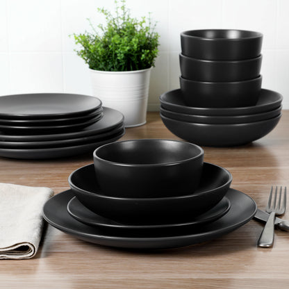 Gibson Home Queenslane 16 Piece Double Bowl Plates and Bowls Dinnerware Set