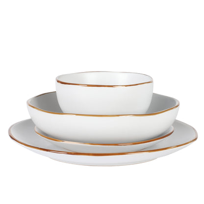 Gibson Home Hazeltine 16 Piece Plates and Bowls Dishes Stoneware Ceramic Dinnerware Set