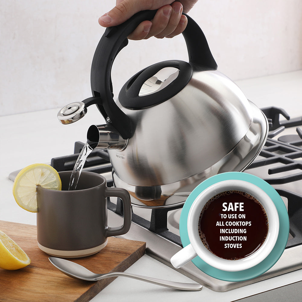 Mr. Coffee Hartbay 2.4 Quart Large Stainless Steel Whistling Tea Kettle