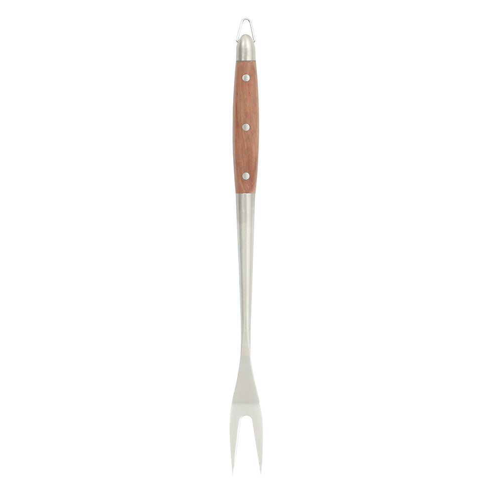 Sur La Table Kitchen Essentials Family Cookout Heavy Duty Stainless Steel Grilling Tool Set W/ Wooden Handles, Tongs, Slotted Turner, and Fork Set