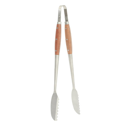 Sur La Table Kitchen Essentials Family Cookout Heavy Duty Stainless Steel Grilling Tool Set W/ Wooden Handles, Tongs, Slotted Turner, and Fork Set