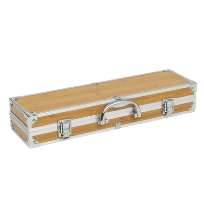 Gibson Home Barbeque Pro 8 Piece BBQ Tools W/ Acacia Wood Handles and Aluminum Storage Box