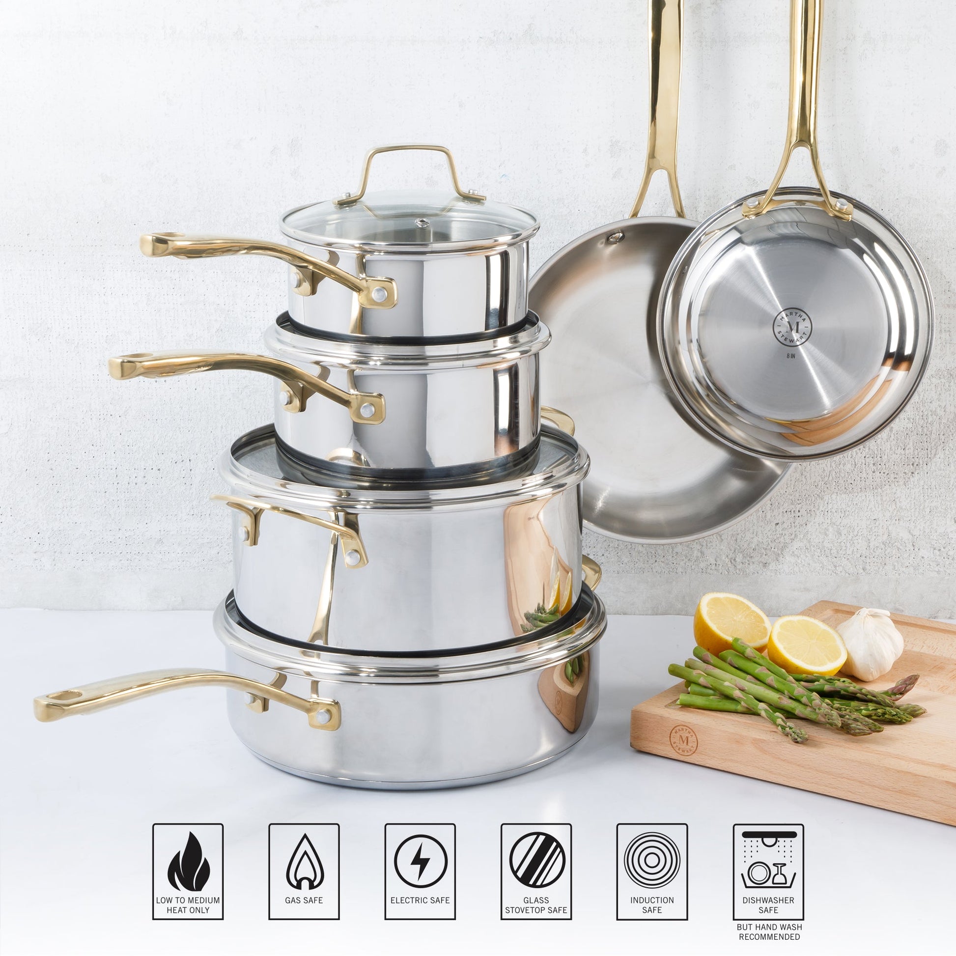 Martha Stewart Castelle 10-Piece Stainless Steel Cookware Set