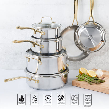 Martha Stewart Castelle 10-Piece Stainless Steel Cookware Set