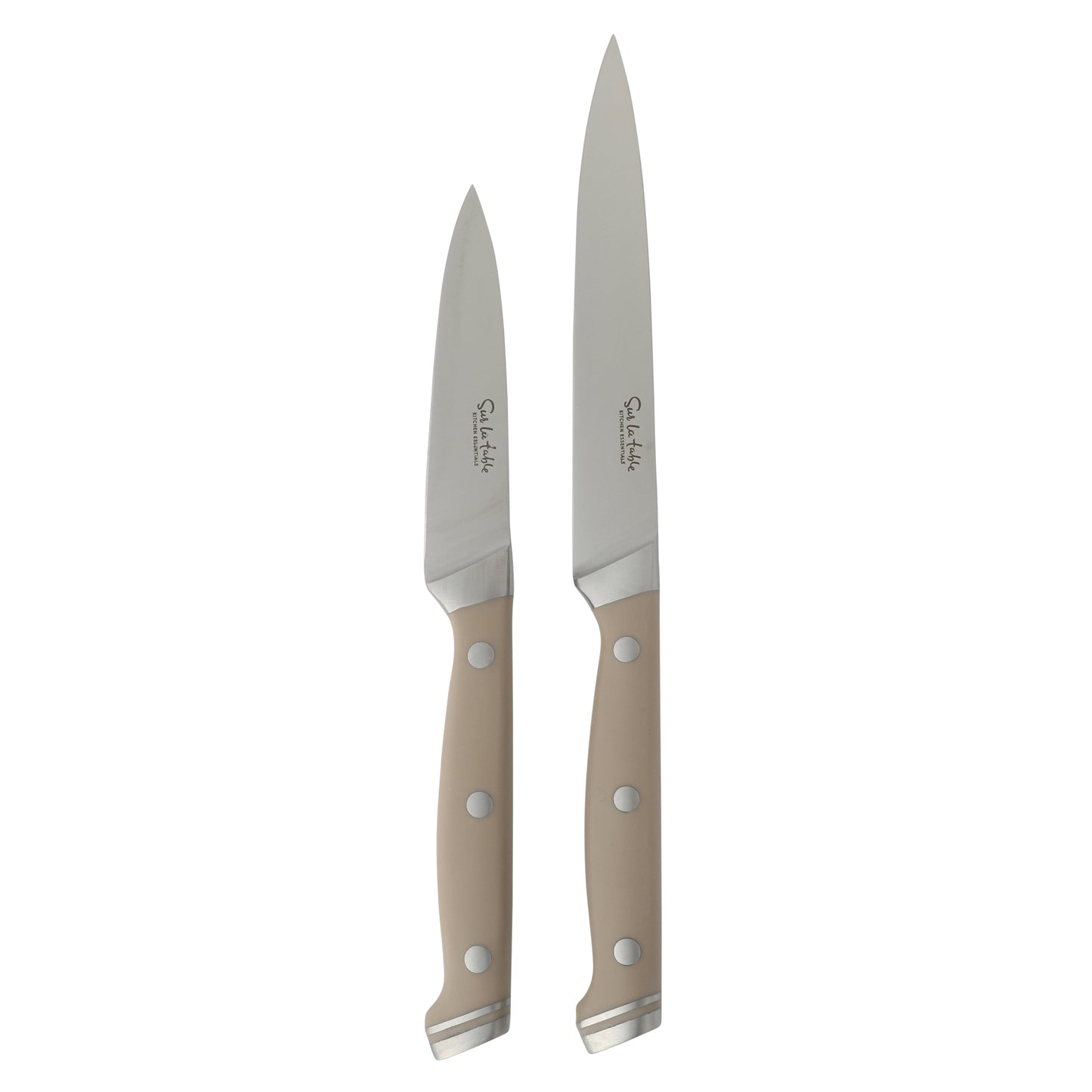 Sur La Table Kitchen Essentials 14 Piece Cutlery Set, German Steel Forged Knives, Beech Wood Block, Chef, Santoku, Bread, Steak Knives, Shears & Sharpener - Blue