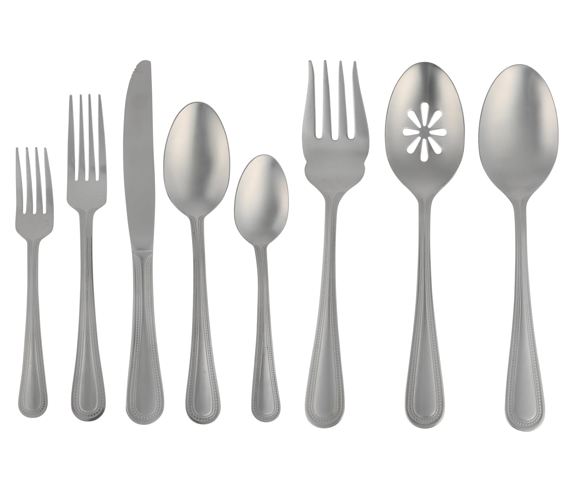 Gibson Home Sinta 87-Piece Stainless Steel Flatware Set with Bead Border Design – Service for 12 Plus Serving Utensils, Polished Silverware, Dishwasher Safe