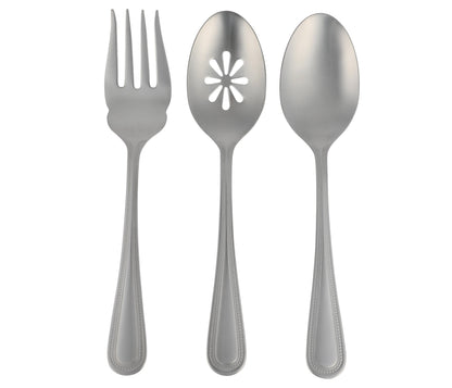 Gibson Home Sinta 87-Piece Stainless Steel Flatware Set with Bead Border Design – Service for 12 Plus Serving Utensils, Polished Silverware, Dishwasher Safe
