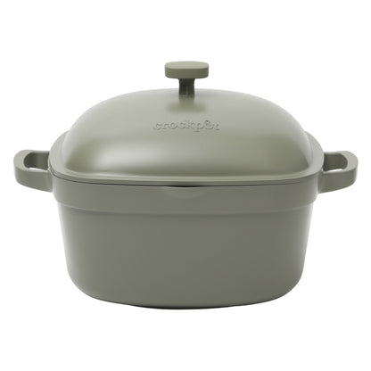 Crock-Pot Northvale Cast Aluminum Lightweight Durable 5.2 Quart Heavy Duty Dutch Oven Pot With Lid, Oven Safe, Dual Handles