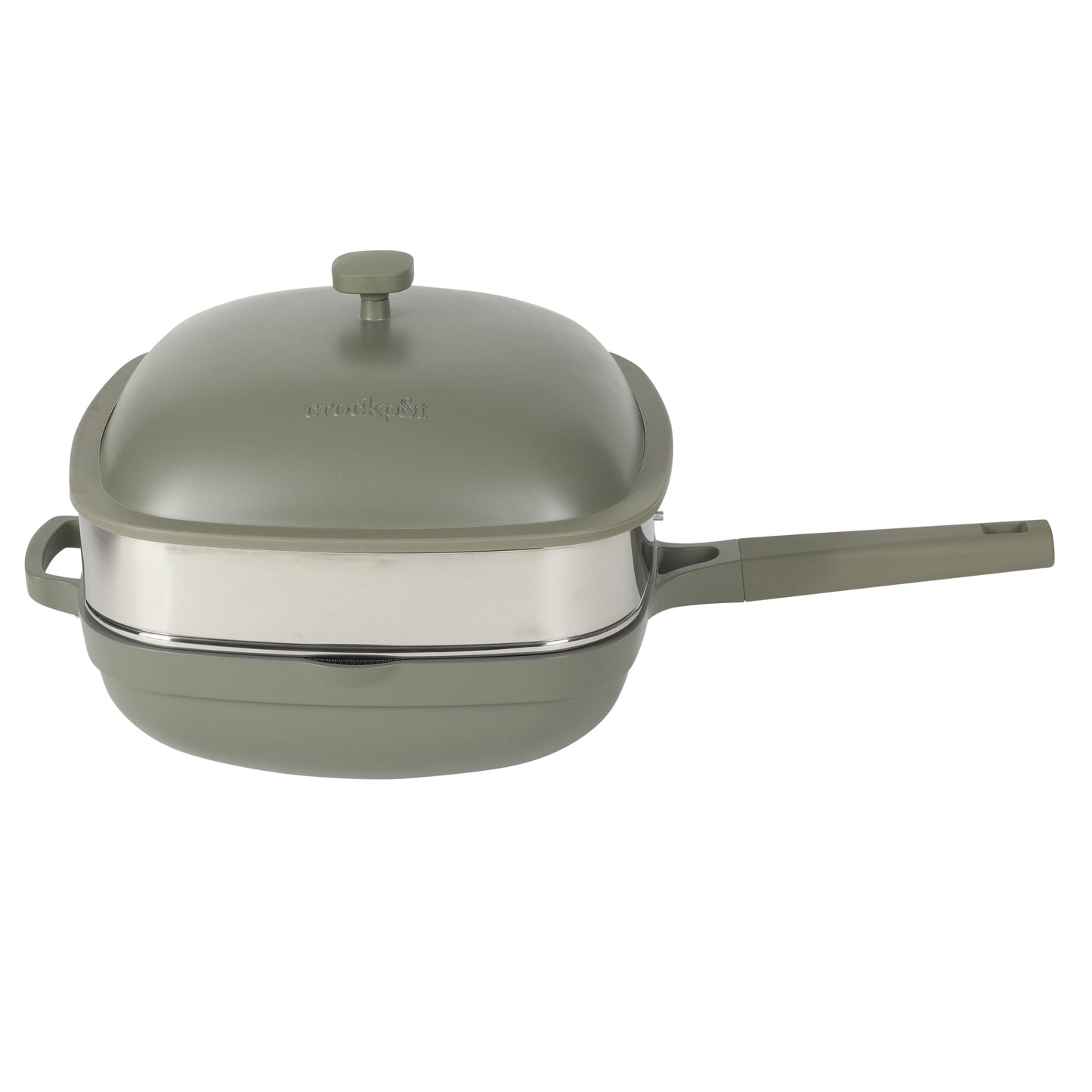 Crock Pot Northvale 5.3 Quart Ceramic Nonstick Sauté Pan with Steamer Basket & Lid, Cast Aluminum Pan with Induction Base and Soft-Touch Handle