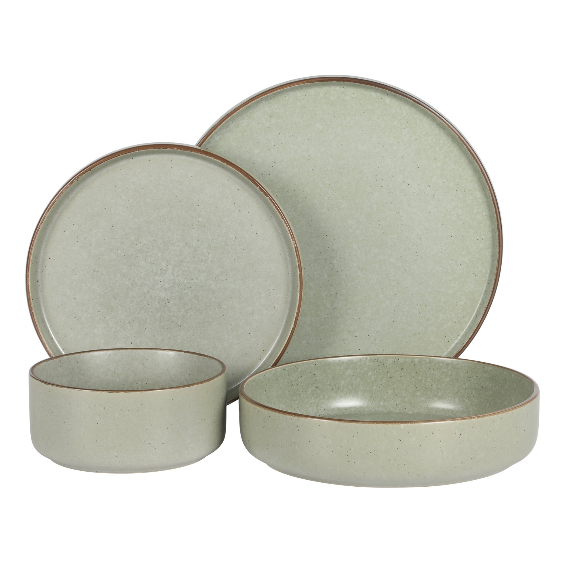 Gibson Elite Gelston Stoneware Matte Reactive Glaze 16 Piece (Service for 4) Plates and Bowl Dinnerware Set