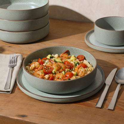 Gibson Elite Gelston Stoneware Matte Reactive Glaze 16 Piece (Service for 4) Plates and Bowl Dinnerware Set