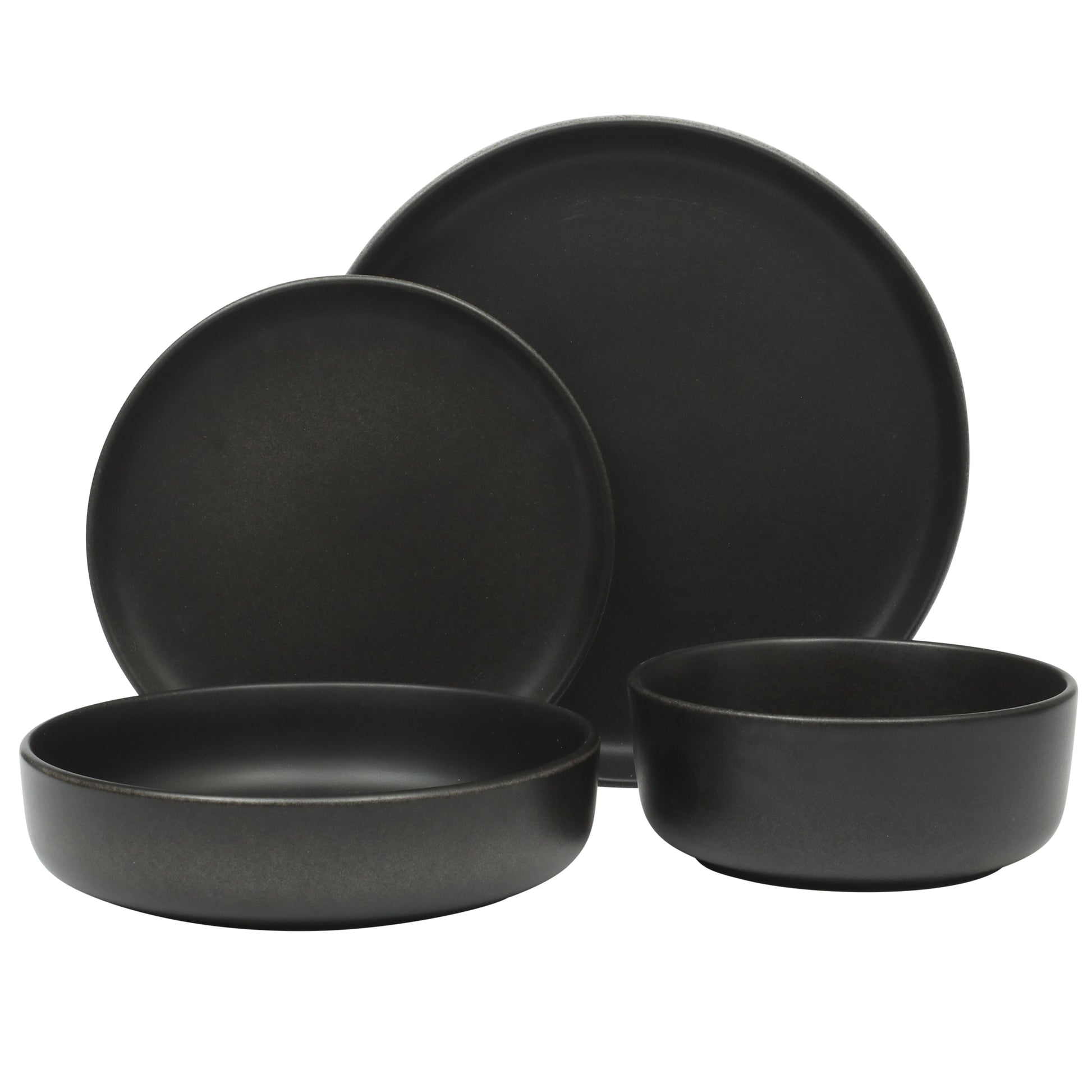 Gibson Elite Pasco 16 Piece (Service for 4) Plates and Bowls Double Bowl Reactive Glaze Dishes Stoneware Ceramic Dinnerware Set