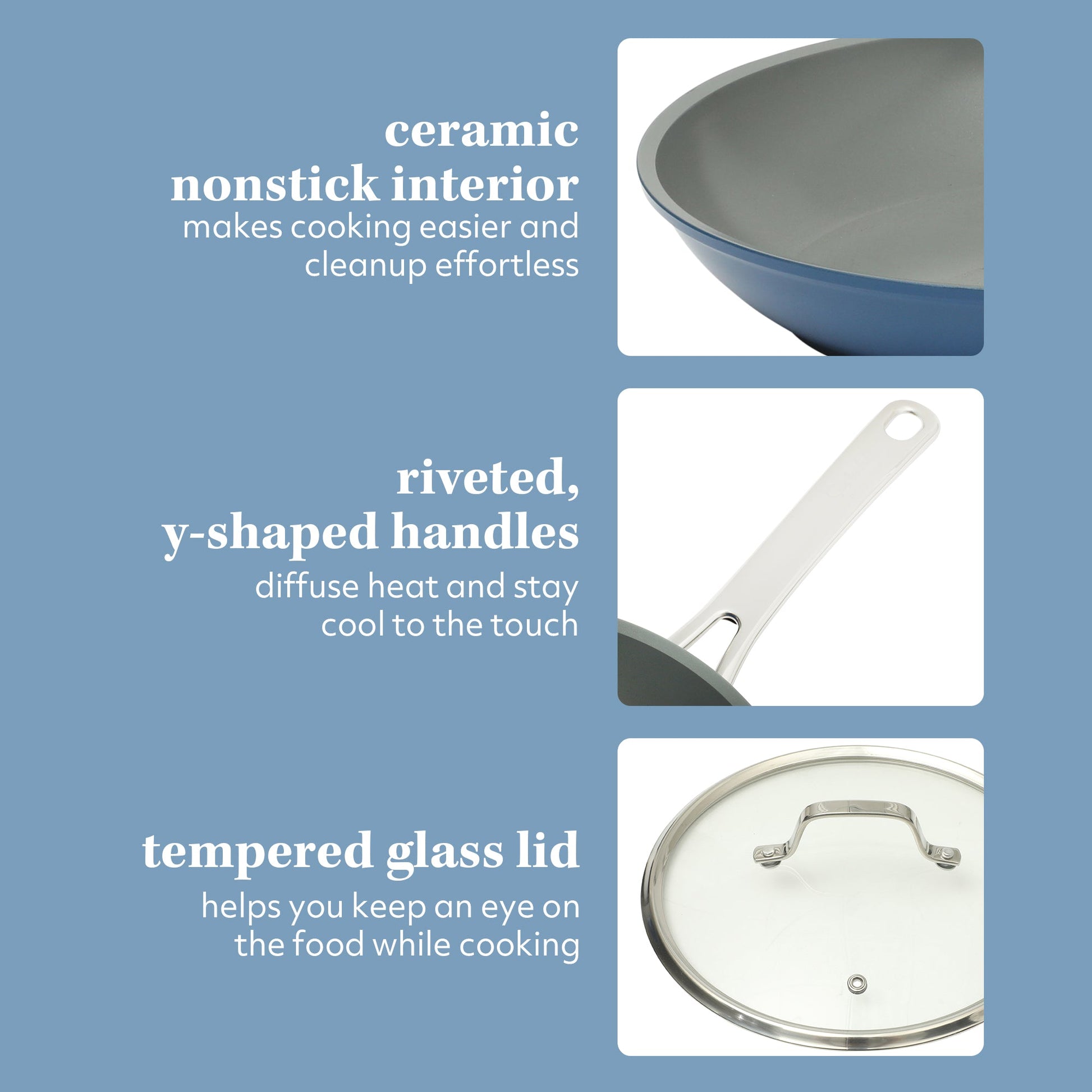 Sur La Table Kitchen Essentials Cool Commune Hard Anodized 10 Piece PFA Free Ceramic Non stick Interior Forged Durable Aluminum Pots and Pans Cookware Set