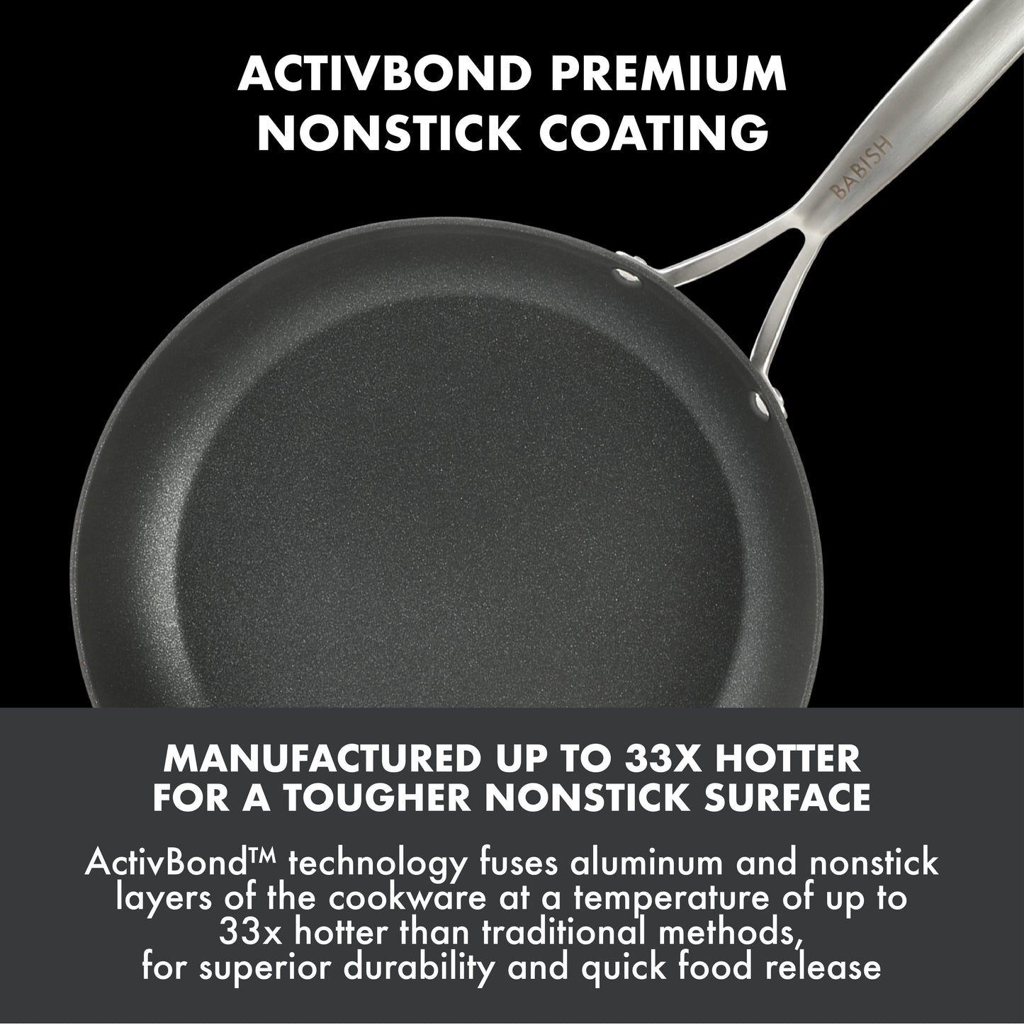 Babish 10 Piece Hard Anodized Titanium Forever Non Stick Technology Durable Pots and Pans Cookware Set - Black