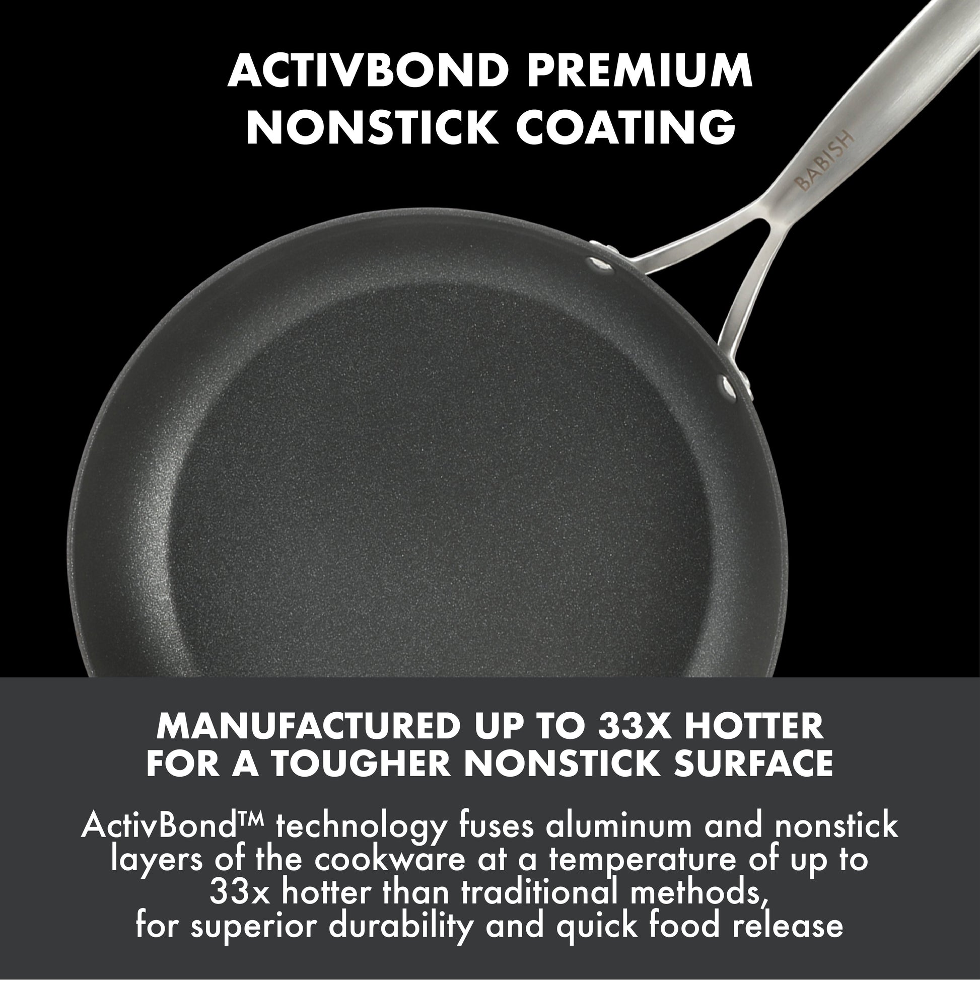 Babish 10 Piece Hard Anodized Titanium Forever Non Stick Technology Durable Pots and Pans Cookware Set - Black