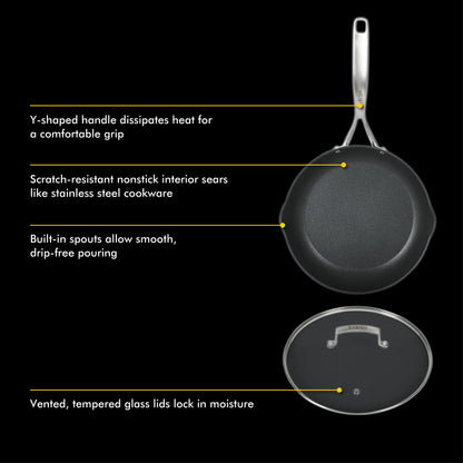 Babish 10 Piece Hard Anodized Titanium Forever Non Stick Technology Durable Pots and Pans Cookware Set - Black