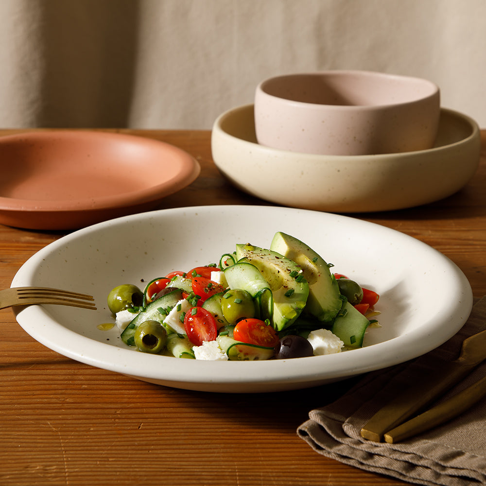 Bloomhouse Corsica Clay 16 Piece Double Bowl Stoneware Reactive Glaze Dinnerware Set