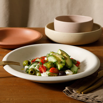 Bloomhouse Corsica Clay 16 Piece Double Bowl Stoneware Reactive Glaze Dinnerware Set
