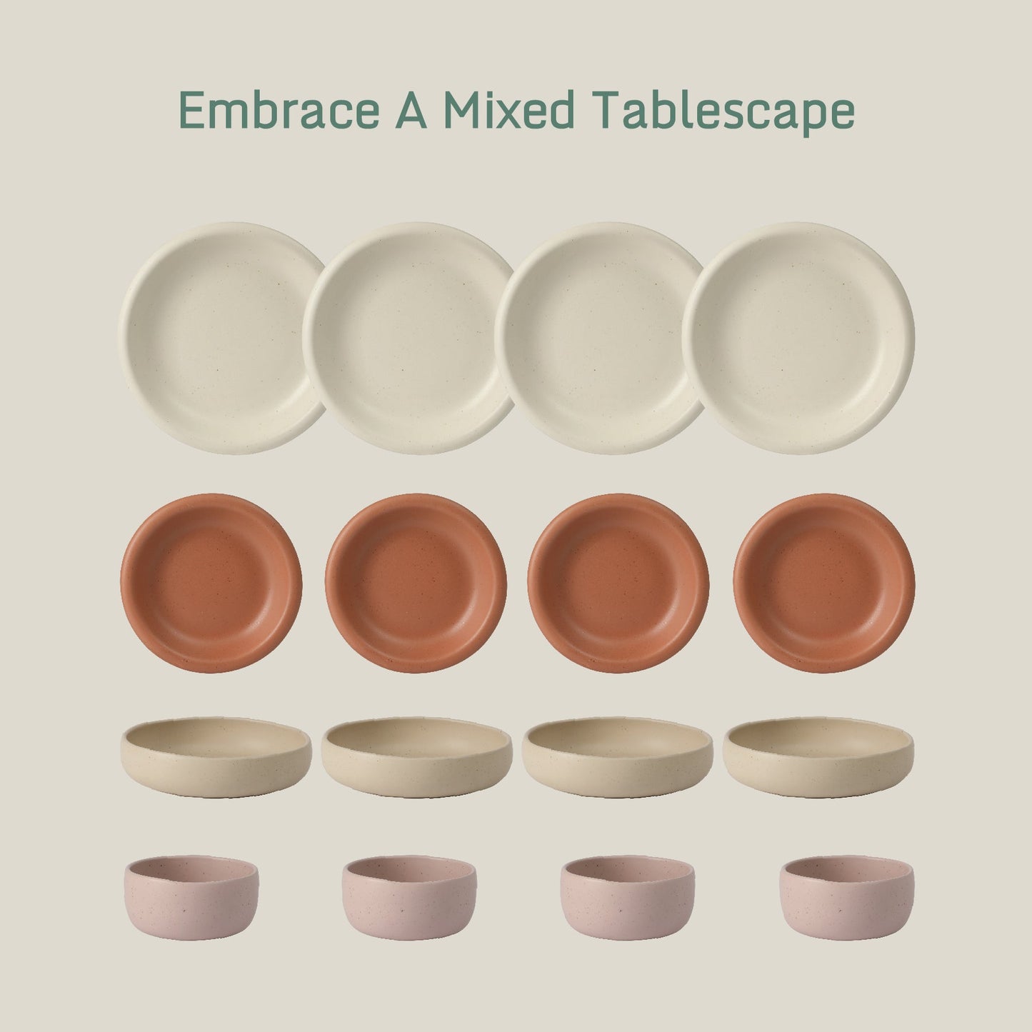 Bloomhouse Corsica Clay 16 Piece Double Bowl Stoneware Reactive Glaze Dinnerware Set