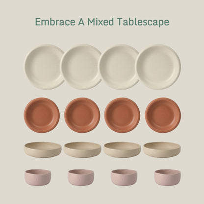 Bloomhouse Corsica Clay 16 Piece Double Bowl Stoneware Reactive Glaze Dinnerware Set