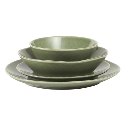 Bloomhouse Montecito Breeze 16 Piece (Service for 4) Double Plates and Bowls Stoneware Reactive Glaze Dinnerware Set