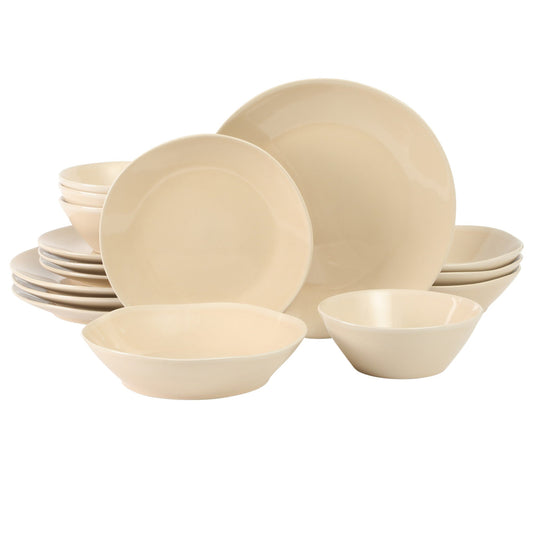 Bloomhouse Montecito Breeze 16 Piece (Service for 4) Double Plates and Bowls Stoneware Reactive Glaze Dinnerware Set