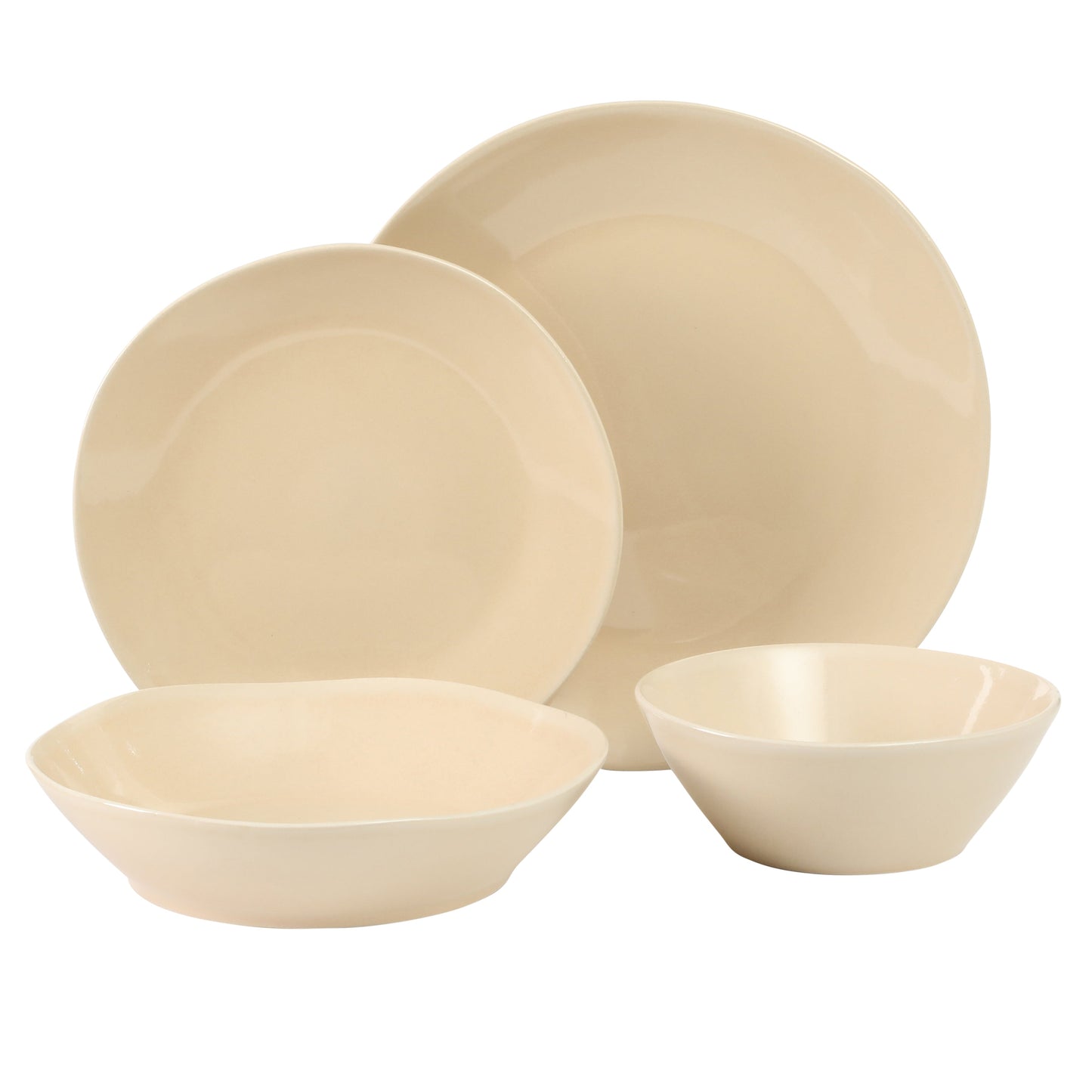 Bloomhouse Montecito Breeze 16 Piece (Service for 4) Double Plates and Bowls Stoneware Reactive Glaze Dinnerware Set
