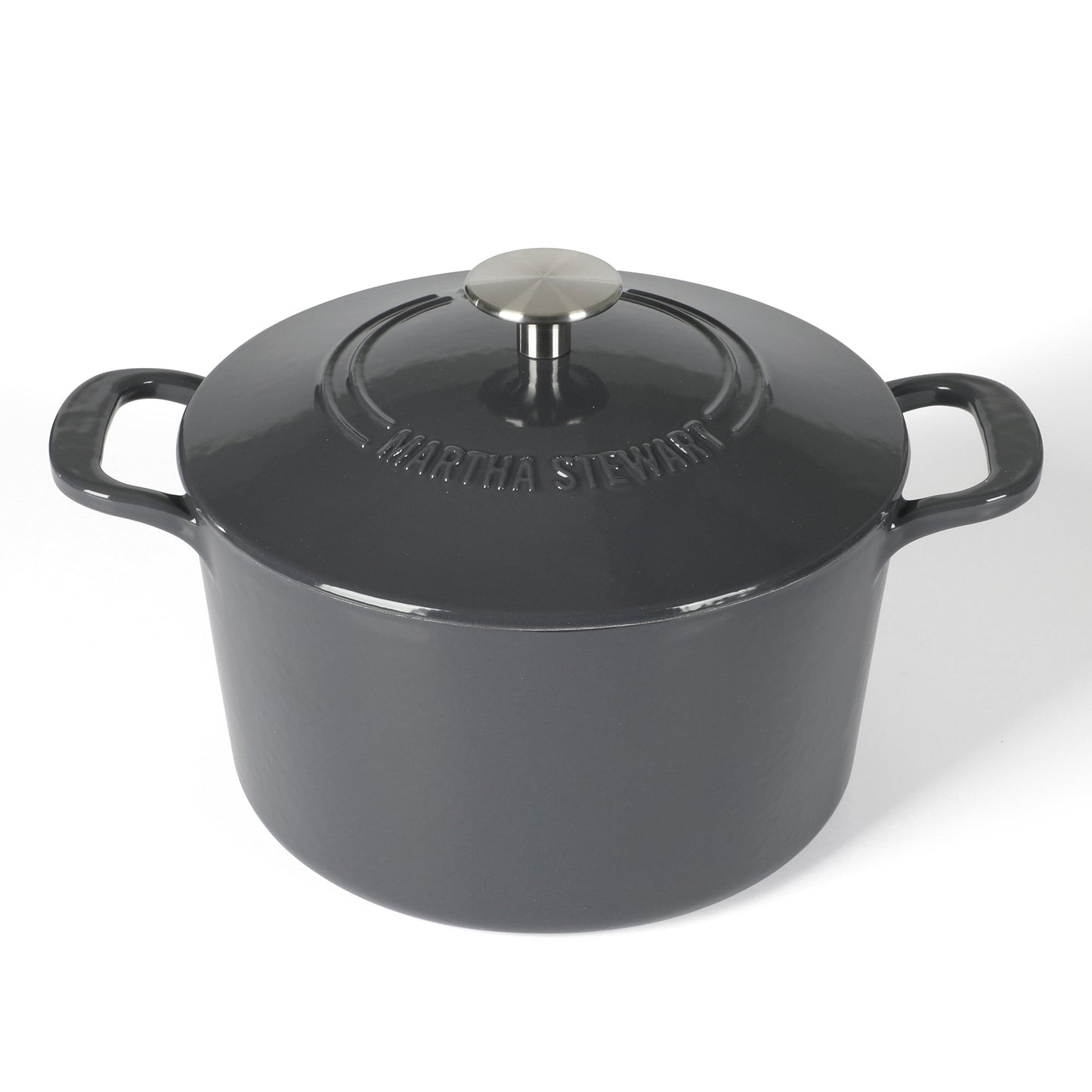Martha Stewart Gatwick 4 Quart Enamel Cast Iron Dutch Oven - Grey