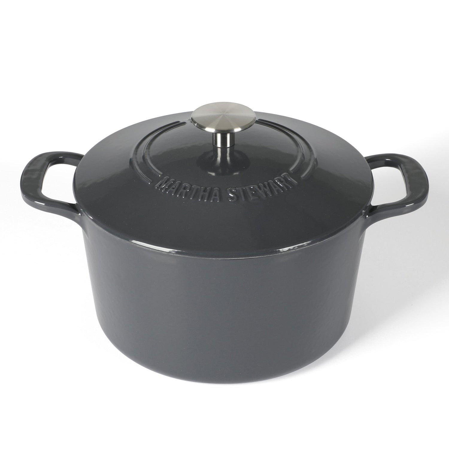 Martha Stewart Gatwick 4 Quart Enamel Cast Iron Dutch Oven - Grey