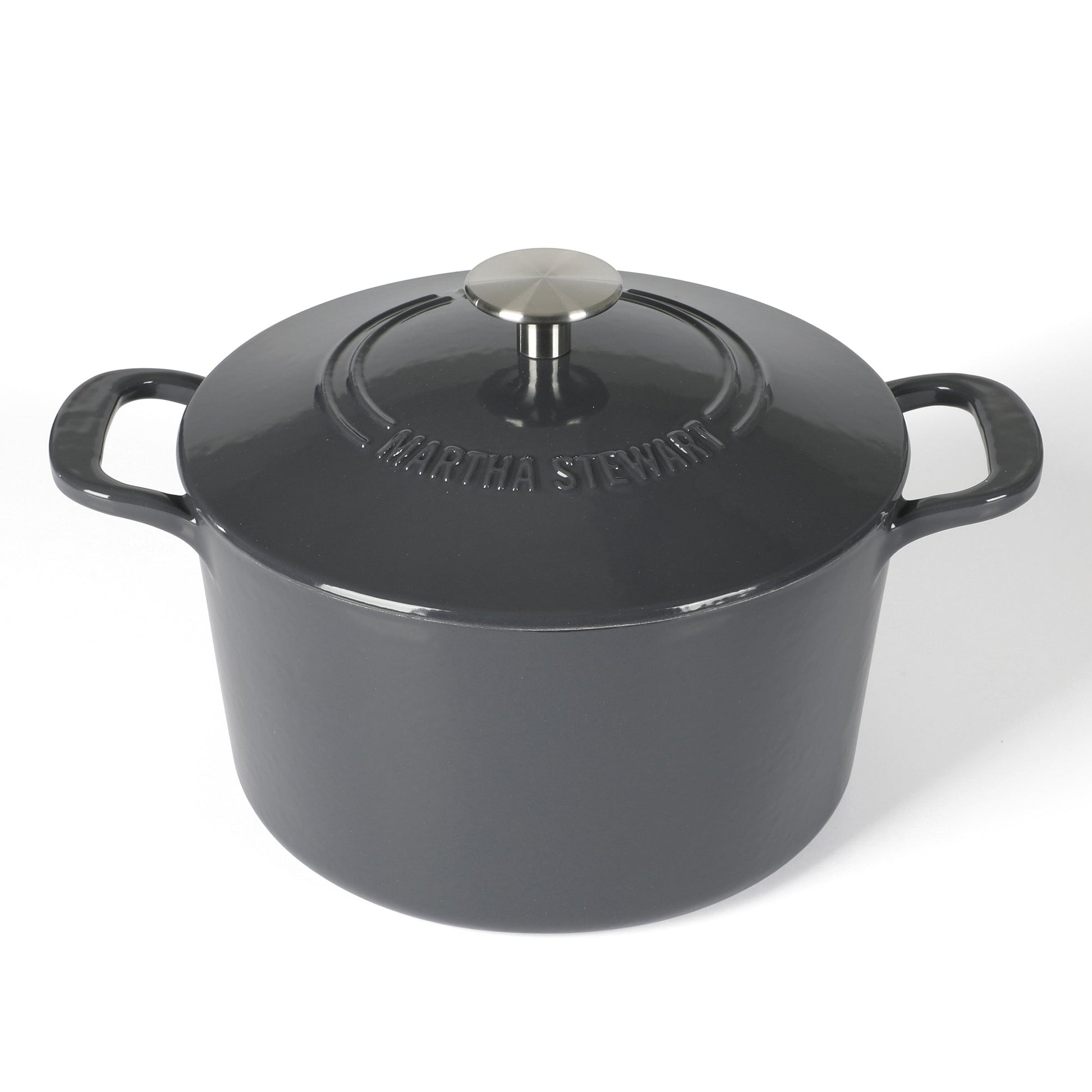 Martha Stewart Gatwick 4 Quart Enamel Cast Iron Dutch Oven - Grey