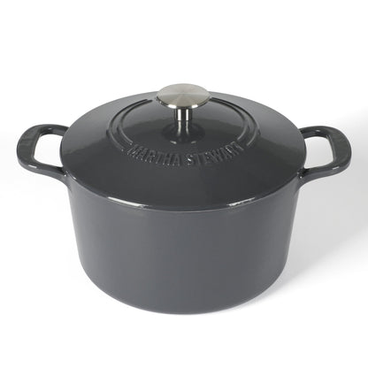 Martha Stewart Gatwick 4 Quart Enamel Cast Iron Dutch Oven - Grey