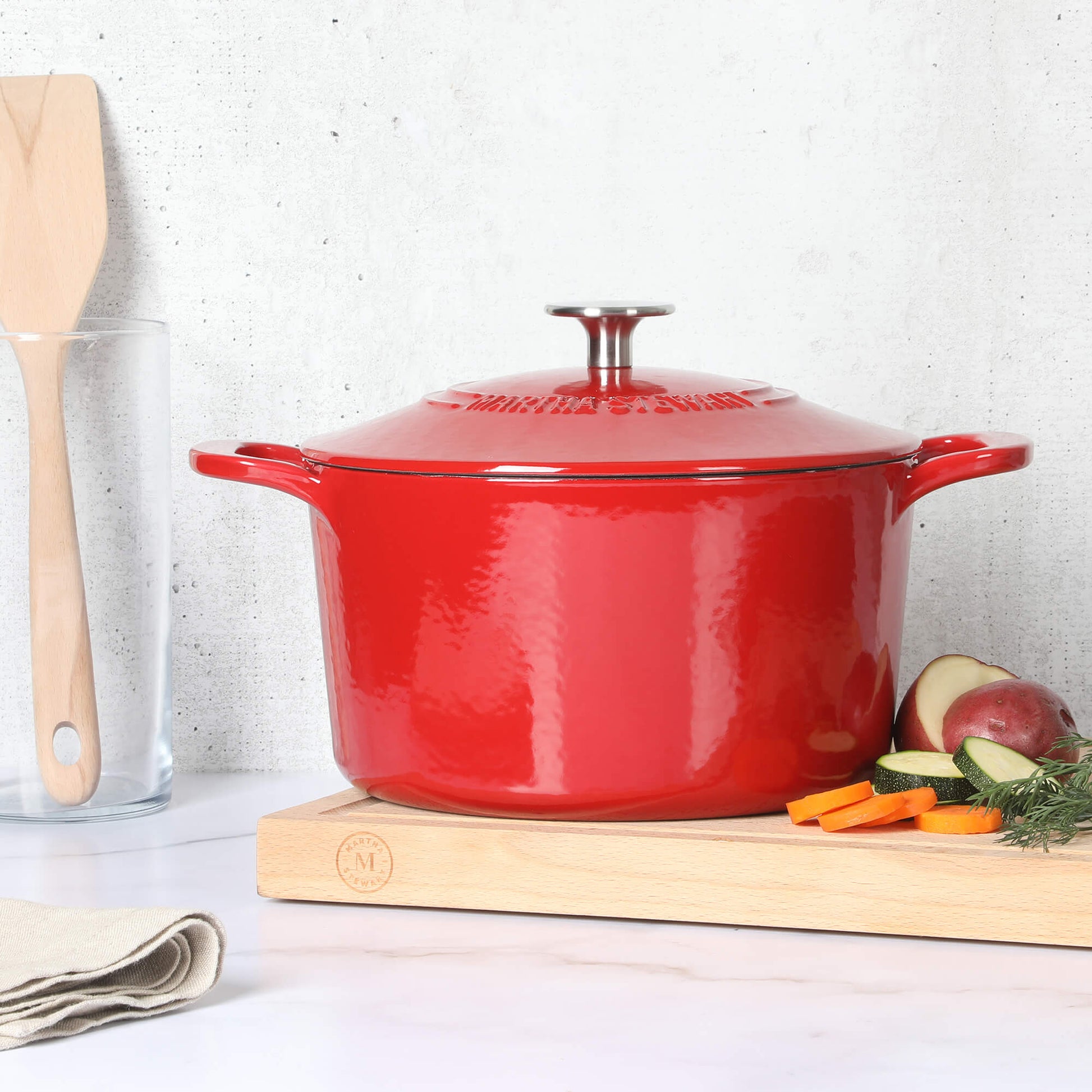 Martha Stewart Gatwick 4 Quart Enamel Cast Iron Dutch Oven - Red