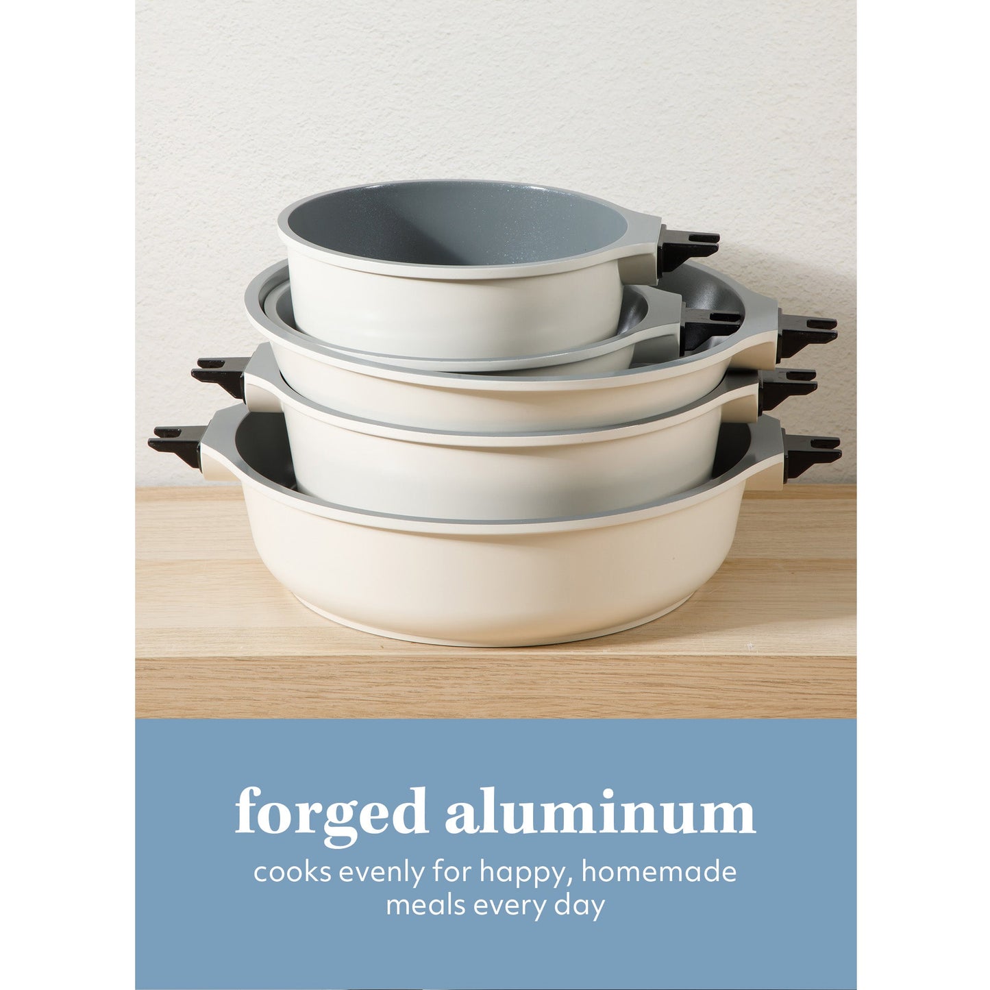 Sur La Table Kitchen Essentials 13 Piece Detachable Handle Pots and Pans Premium PFA Free Premium Ceramic Induction Cookware Set