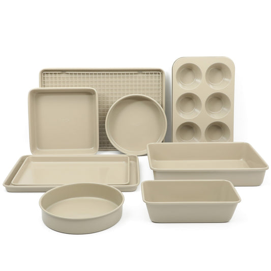 Martha Stewart Gallen 10 Piece Baking Pans Ceramic PFA Free Non Toxic Non Stick Bakeware Set