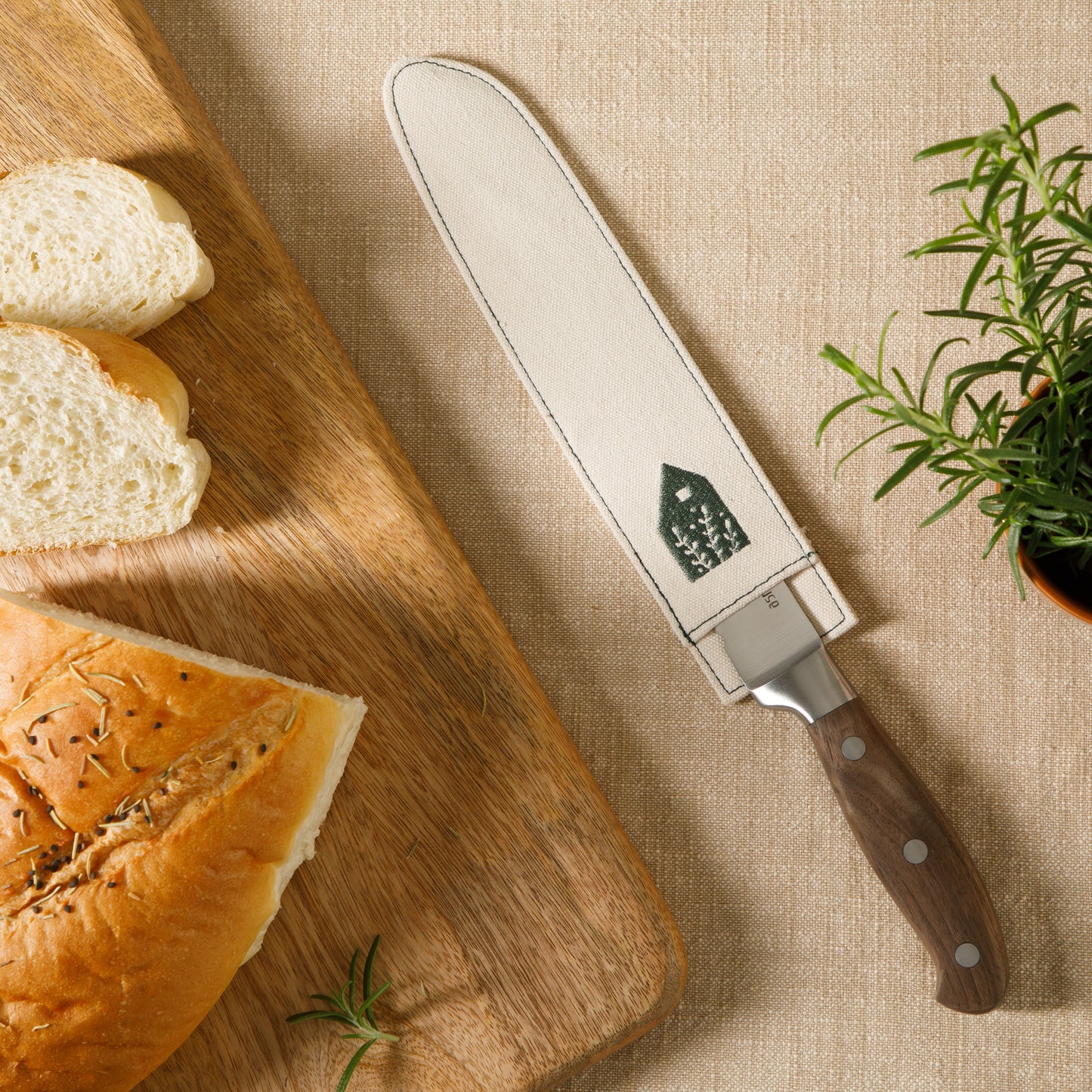 Bloomhouse 8 Inch German Steel Bread Knife W/ Walnut Wood Forged Handle