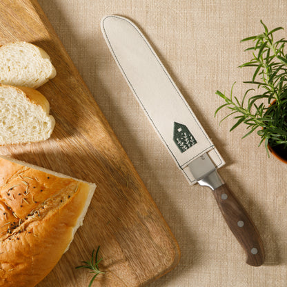 Bloomhouse 8 Inch German Steel Bread Knife W/ Walnut Wood Forged Handle