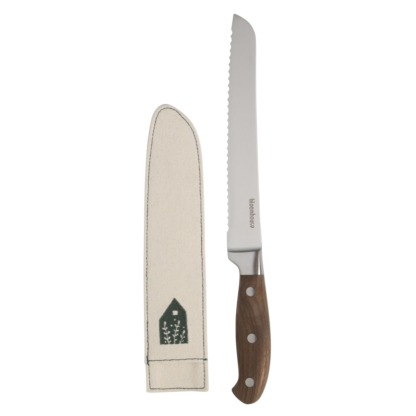 Bloomhouse 8 Inch German Steel Bread Knife W/ Walnut Wood Forged Handle