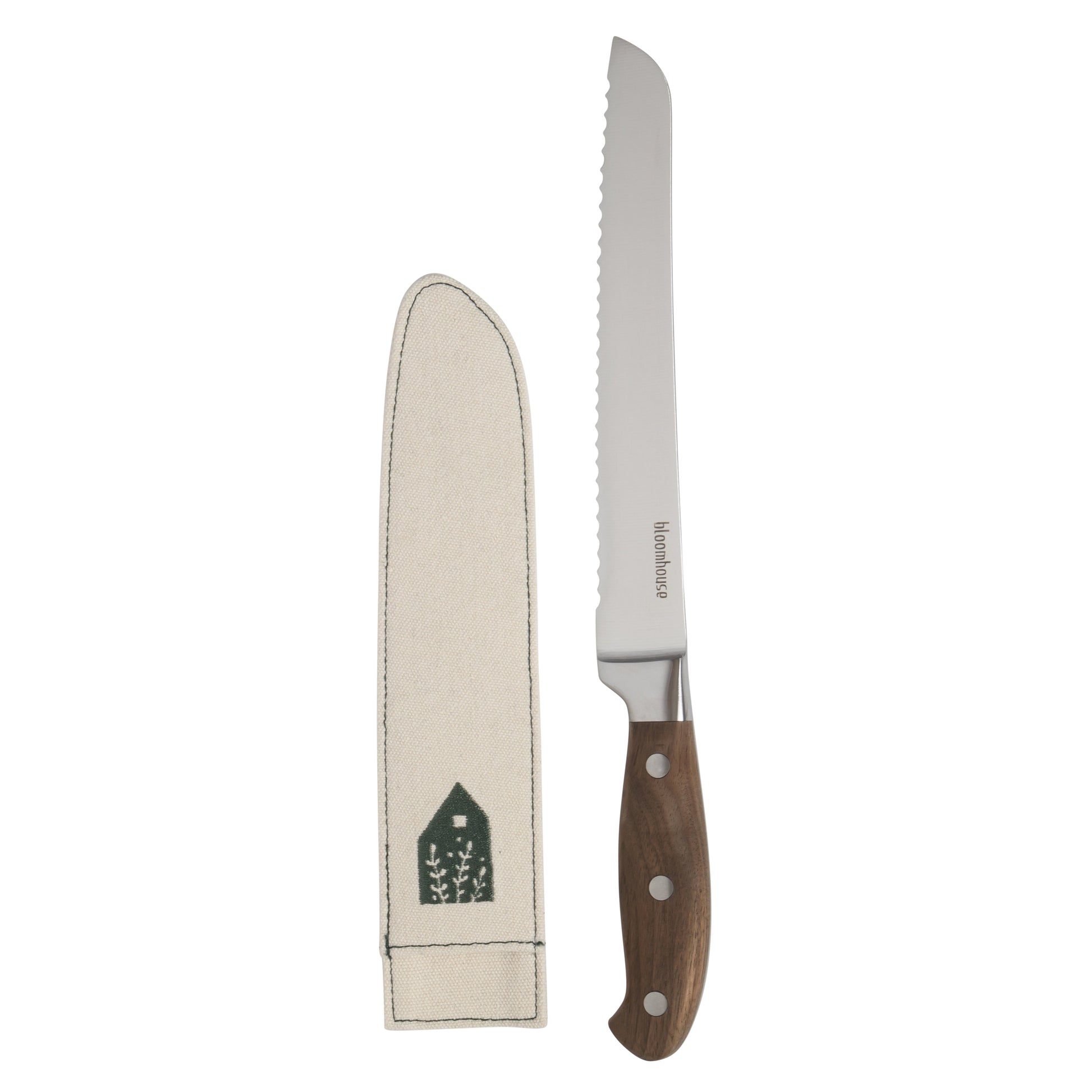 Bloomhouse 8 Inch German Steel Bread Knife W/ Walnut Wood Forged Handle