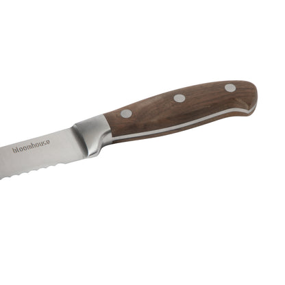 Bloomhouse 8 Inch German Steel Bread Knife W/ Walnut Wood Forged Handle
