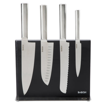 Babish 5 Piece 1.4116 German Steel Magnetic Knife Block Set  Babish 5-Piece Forged Kitchen Knife Block Set – 1.4116 German Steel Cutlery with Magnetic Knife Holder – Professional Chef Knife Set