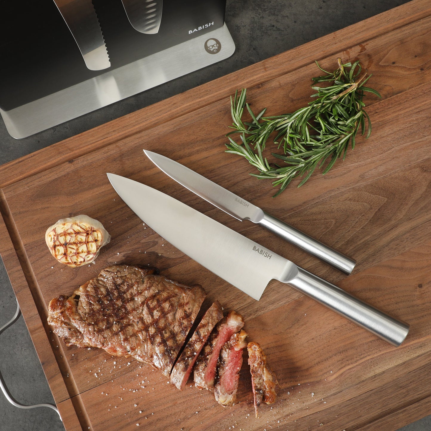 Babish 5 Piece 1.4116 German Steel Magnetic Knife Block Set  Babish 5-Piece Forged Kitchen Knife Block Set – 1.4116 German Steel Cutlery with Magnetic Knife Holder – Professional Chef Knife Set