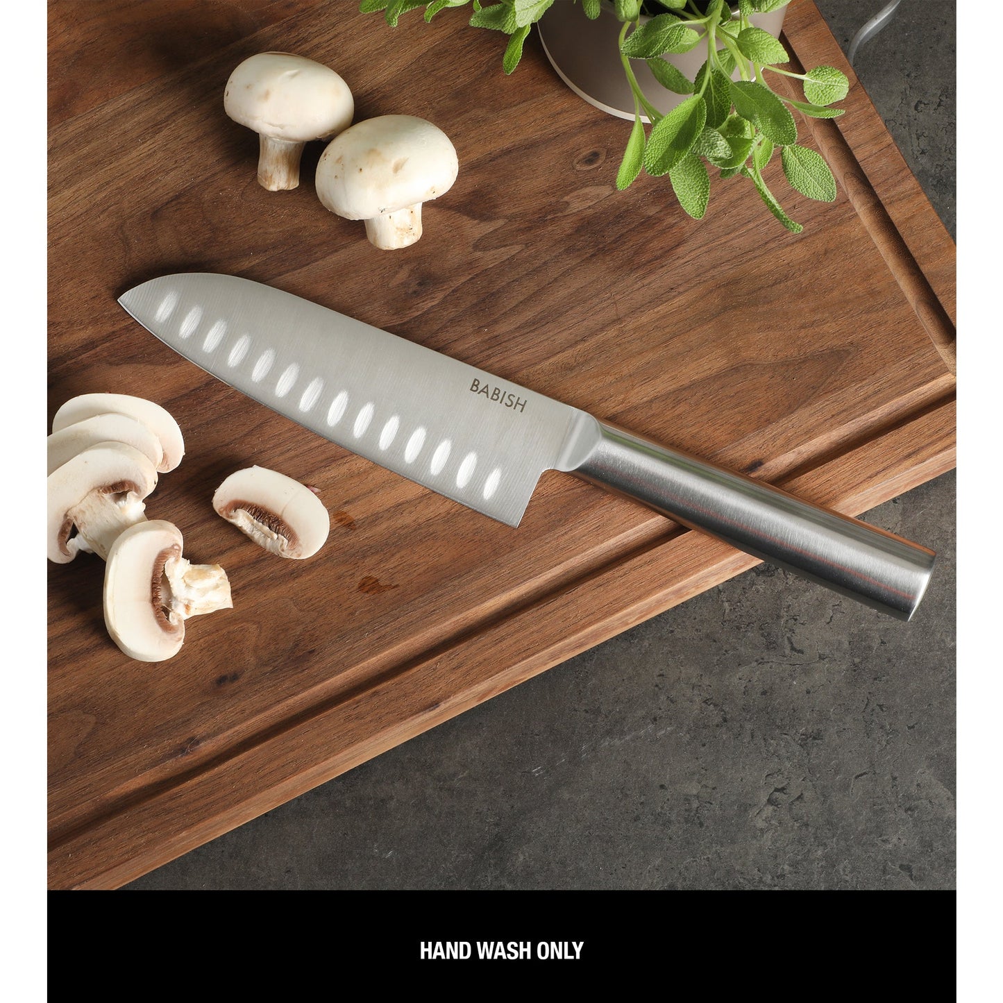 Babish 6.5-Inch Santoku Knife – High-Carbon 1.4116 German Steel Kitchen Knife, Full-Tang Razor Sharp Blade for Chopping, Slicing, Dicing & Precision Prep