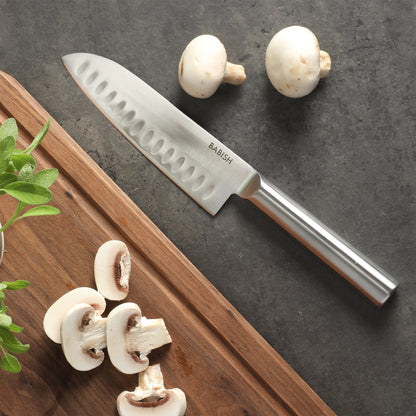 Babish 6.5-Inch Santoku Knife – High-Carbon 1.4116 German Steel Kitchen Knife, Full-Tang Razor Sharp Blade for Chopping, Slicing, Dicing & Precision Prep