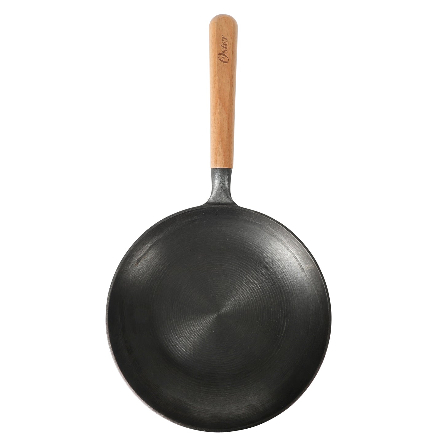 Oster Platinum Flintfield 9.5 Inch Pre-Seasoned Cast Iron Skillet with Wood Handle, Natural Nonstick Lightweight Cast Iron Frying Pan for Searing, Sautéing & Everyday Cooking