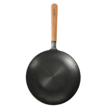 Oster Platinum Flintfield 9.5 Inch Pre-Seasoned Cast Iron Skillet with Wood Handle, Natural Nonstick Lightweight Cast Iron Frying Pan for Searing, Sautéing & Everyday Cooking
