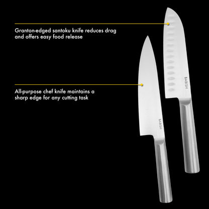 Babish High-Carbon 1.4116 German Steel 15 Piece Full Tang Forged Cutlery Kitchen Knife Block Set - Stainless Steel